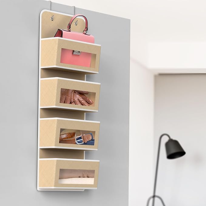 Simple Houseware 4 Clear Window Pocket Over Closet Door Storage Hanging - Image 6