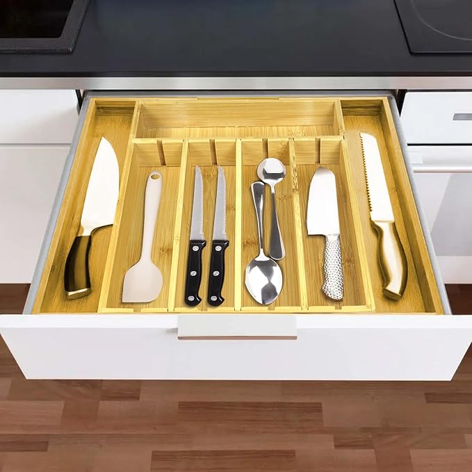 Kitchen Bamboo Silverware Drawer Organizer - Image 2