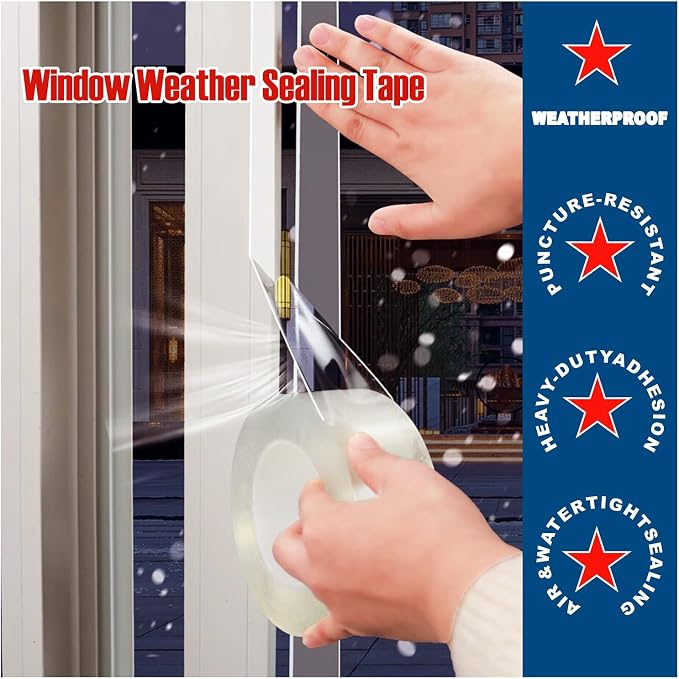 Transparent Weather Sealing Tape, 3-Inch x 85FT, Windows and Shower Glass Gaps - Image 3