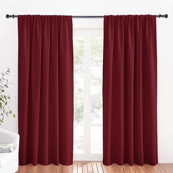 RYB HOME Large Curtains for Living Room 84 inches Length, W 70 x L 84, Burgundy by RYBHOME
