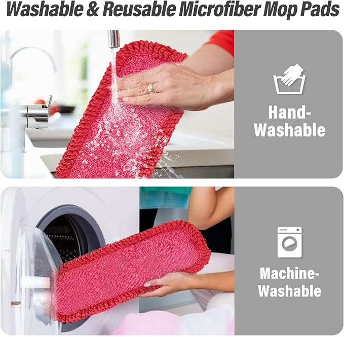 16.5 inch Mop Refills, 3 Pack Microfiber Reusable Replacement Mop Pads Flat - Image 5