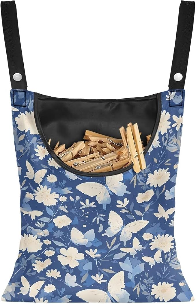 2 Pcs Butterfly and Floral Clothespin Bag by Unknown
