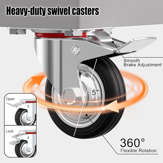 3 Tier Rolling Tool Cart on Wheels, Heavy-Duty Utility Cart Service Cart - Image 5