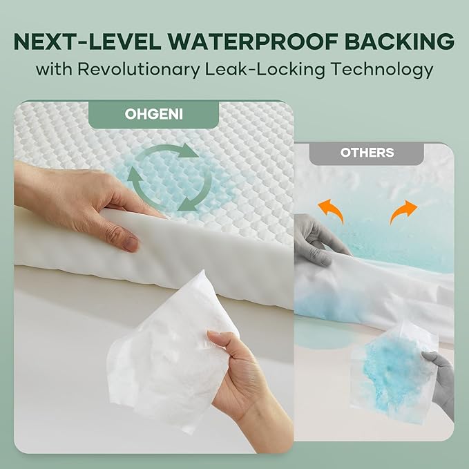 OhGeni 100% Waterproof Mattress Protector, Full Size Mattress Pad, Fits 6"-20" - Image 3