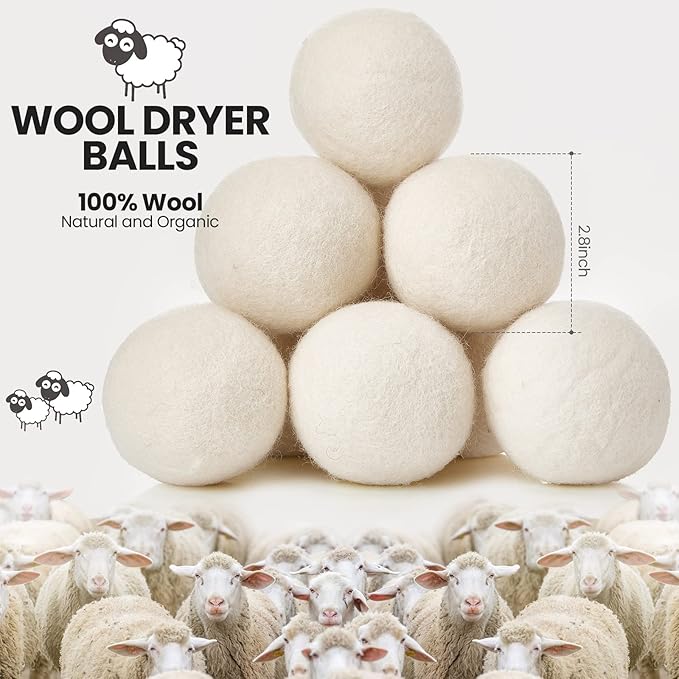 Roowest 24 Pcs Wool Dryer Balls Set Reusable Laundry Wool Balls - Image 2