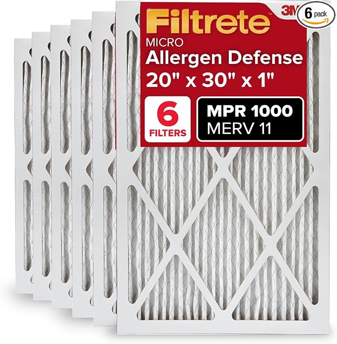 Filtrete 20x30x1 AC Furnace Air Filter, MERV 11, MPR 1000, Micro Allergen by Filtrete