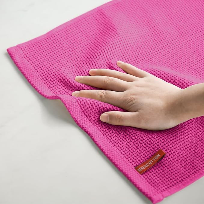 Artoid Mode 100% Cotton Rose Red Waffle Weave Kitchen Dish Cloths, 13x28 Inch - Image 6