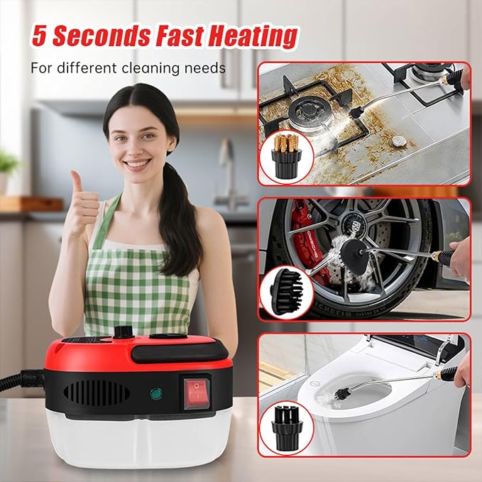 Handheld Steam Cleaner, 2500W Portable High Temp Bathroom Power Steamer - Image 7