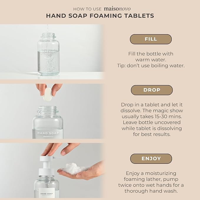 MaisoNovo 14 oz Clear Glass Foaming Soap Dispenser - Image 5