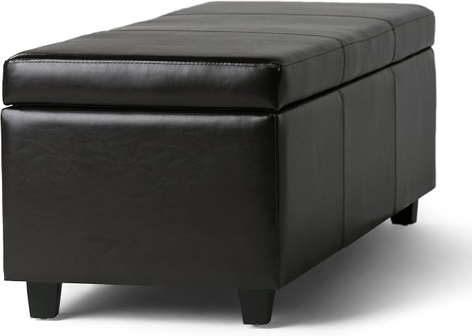 SIMPLIHOME Avalon 48 inch Wide Contemporary Rectangle Storage Ottoman Bench in - Image 8