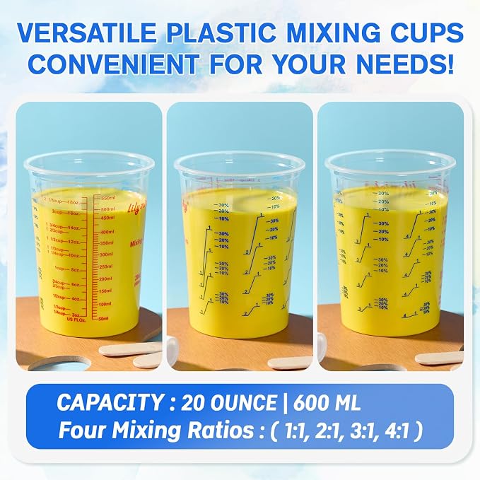 50 Pack Plastic Mixing Cups, 20 oz, Disposable Measuring Cups - Image 2