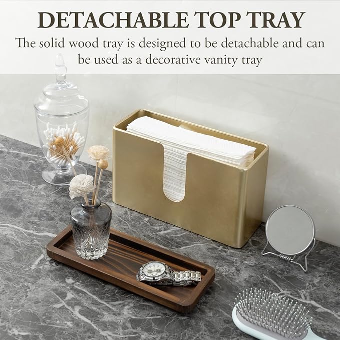 MyGift Deluxe Modern Brass Tone Metal Folded Commercial Paper Towel Holder - Image 3