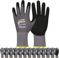 LOCCEF Work Gloves MicroFoam Nitrile Coated-6 Pairs, Seamless Knit Nylon Gloves by LOCCEF