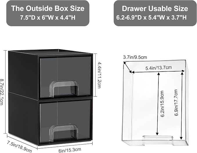 Vtopmart Black Small Stackable Storage Drawers, Cologne Organizer - Image 3