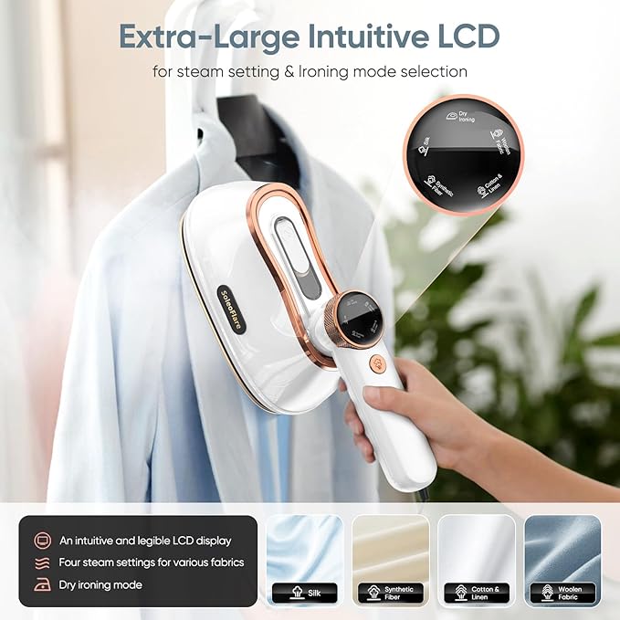 Steamer for Clothes & Iron 2in1, 1200W Travel Steam Iron, 5 Modes LCD, 180ml - Image 3