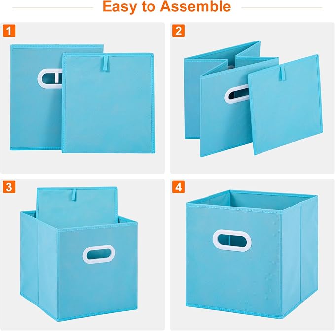 Stero Fabric Storage Cubes Bins, 13 inch Fun Colored Foldable Storage Baskets - Image 3