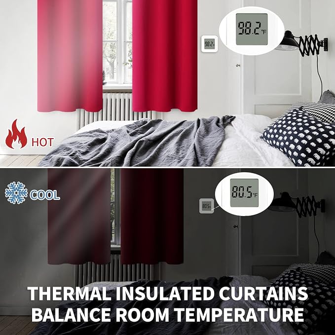 BGment Red Blackout Curtains 63 Inches Long - Image 3