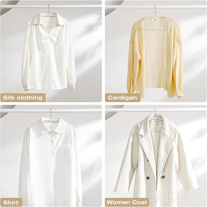 MIZGI 50 Pack Ivory Velvet Hangers - Image 7