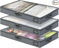 4-Inch Under Bed Storage Containers | Sturdy Sidewalls | Clear Cover & Label by PLUMGEAN