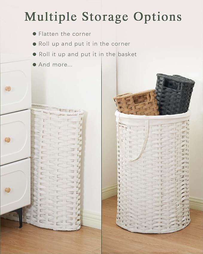 Laundry Hamper with Lid Wicker Laundry Hamper Round 26.5 Gal Laundry Basket - Image 5