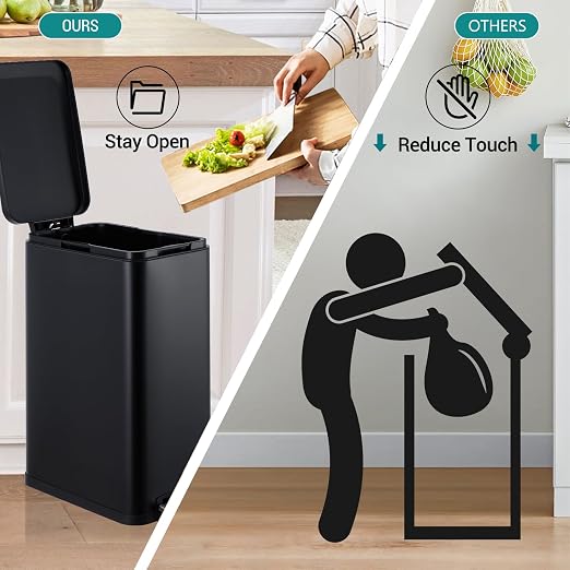 13.2 Gallon / 50L Kitchen Trash Can, Slim Stainless Steel Garbage Can - Image 5