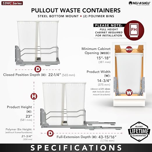 Rev-A-Shelf Double Pullout Trash - Image 4