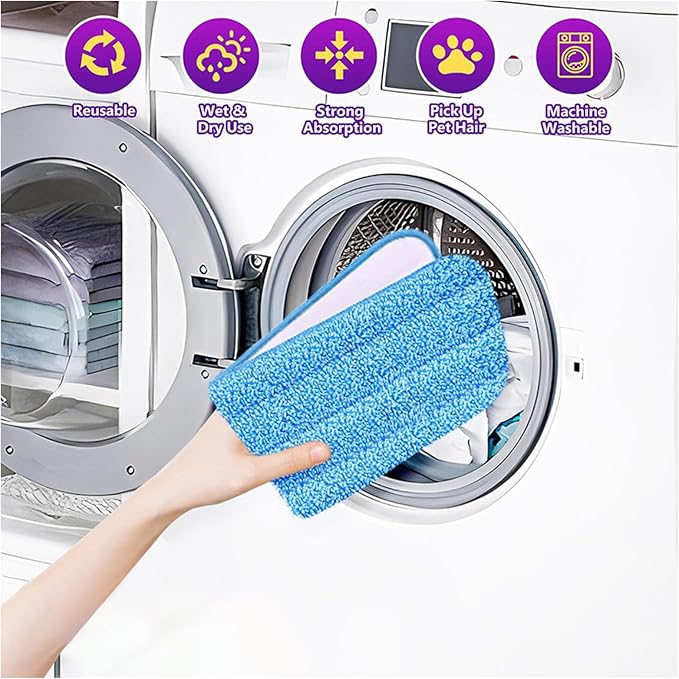 10 Pcs Reusable Mop Pads, 16.5 Inch Microfiber Wet Dry Floor Clean Mop Pad - Image 5