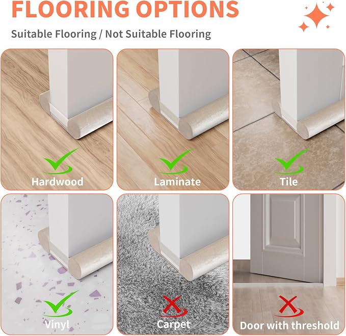 Upgraded Door Draft Stopper for Bottom of Door, Under Door Gap Filler for Big - Image 8