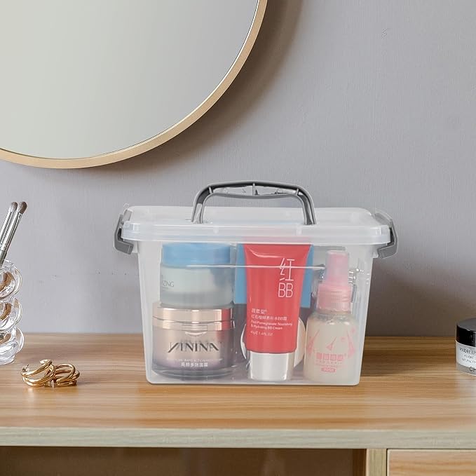 3 L Small Clear Storage Latch Box, 6 Pack Plastic Stackable Organizer Containers - Image 5