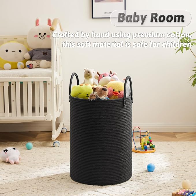 Laundry Basket, Woven Cotton Rope Laundry Hamper, 100L - Image 4