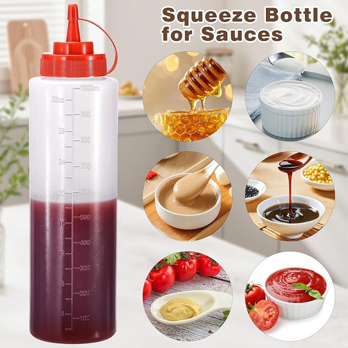 Condiment Squeeze Bottles Ketchup Dispenser, 6 Pack 32oz Squeeze Bottles - Image 5