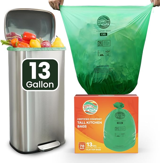 RAYTID 13 + Gallon Compostable Trash Bags, Extra Thick 1.1 Mil, Tall Kitchen by RAYTID