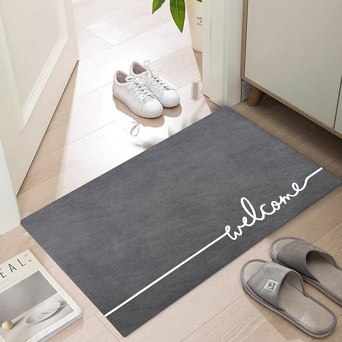 Welcome Mat Indoor, Ultra Thin Door Mat, 1/10 in Thin Door Mats by LYGLIGH