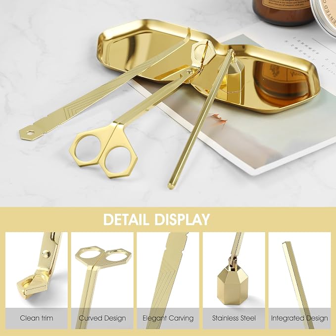 3-in-1 Candle Accessory Set, Wick Trimmer, Candle Snuffer, Wick Spoon, - Image 2