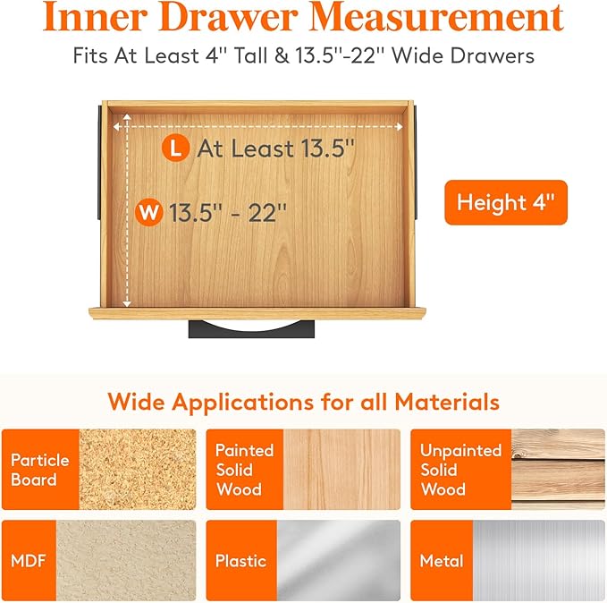 Lifewit 5 Pack Drawer Dividers Plastic 4" High, 13.5-22" Adjustable Drawer - Image 2
