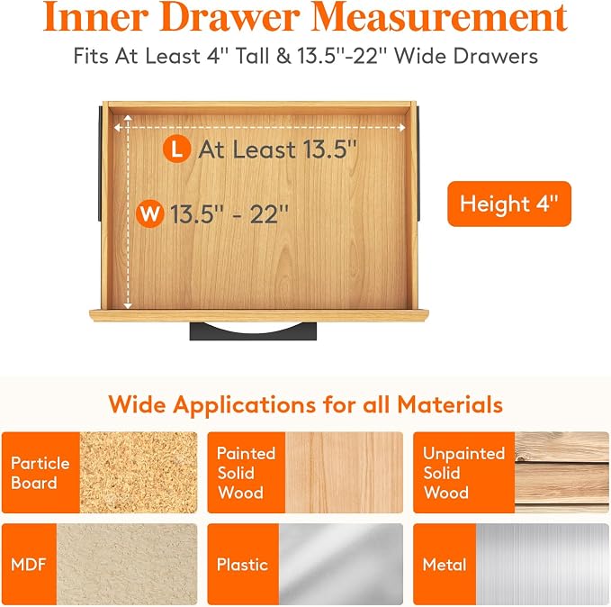 Lifewit 12 Pack Drawer Dividers Plastic 4" High, 13.5-22" Adjustable Drawer - Image 2