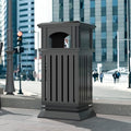 BEAMNOVA Black Trash Can Outdoor Top Tray Stainless Steel Commercial Garbage by BEAMNOVA