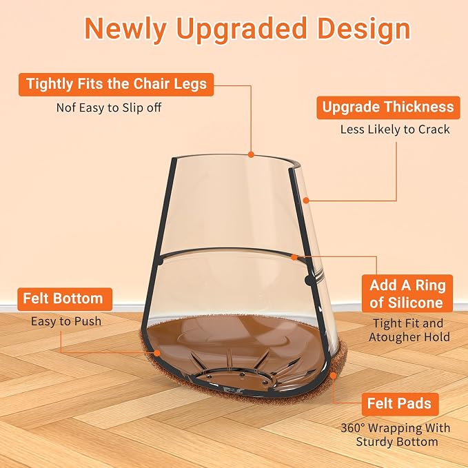 Chair Leg Floor Protectors Large 24Pcs, Silicone Chair Leg Protectors - Image 7