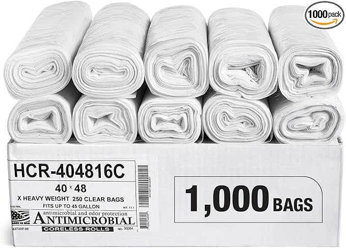 Aluf Plastics High Density Trash Bags, 45 Gallon, 16 Micron, by AlufPlastics