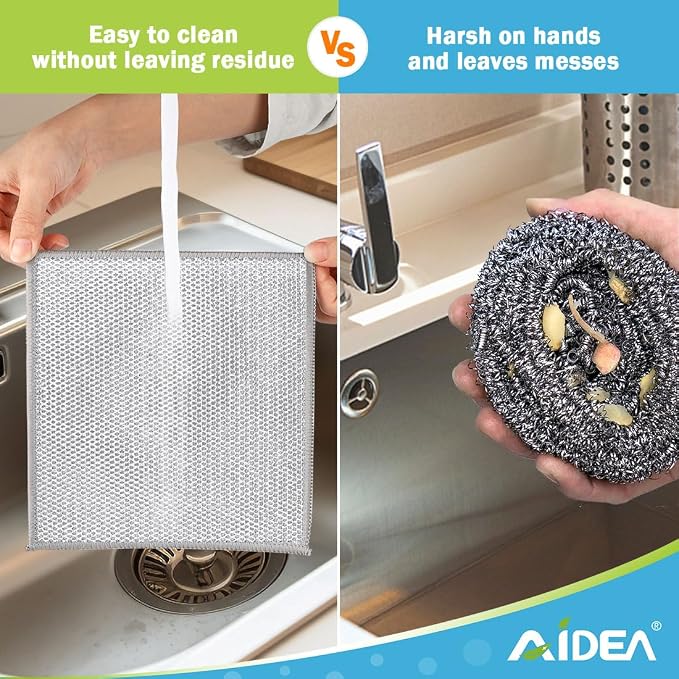 AIDEA Non Scratch Wire Dishcloth 12PK, Wire Dishwashing Rag - Image 6