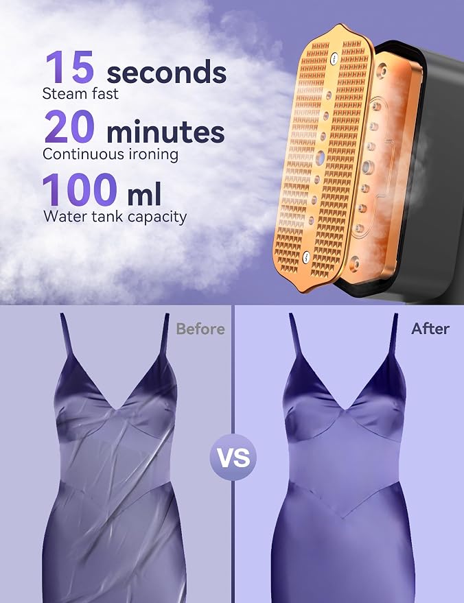 Steamer for Clothes, Sundu Portable 2-in-1 Steamer & Iron, 15s Fast Heat-up - Image 6