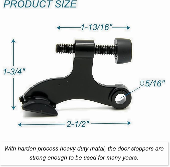 8 Pack Hinge Pin Black Door Stopper, Adjustable Heavy Duty Hinge Pin Door Stop - Image 3