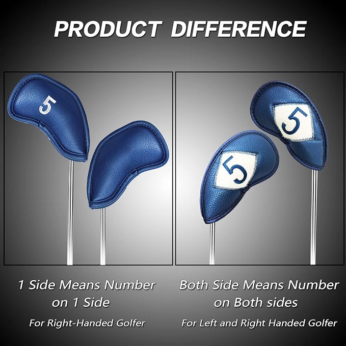 FINGER TEN Premium Synthetic Leather Stylish Iron & Wedge Golf Head Covers - Image 2