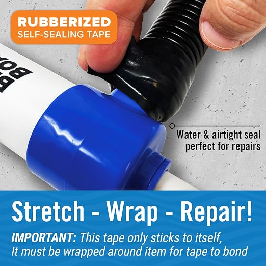 Black Heavy Duty Silicone Tape, Self-Fusing Rubber Hose and Plumbing Water Pipe - Image 4