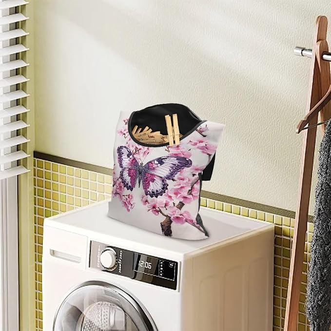 Clothes Pin Hanging Bag, Butterfly Clothes Pins Bag Holder Outdoor 4.Stylish - Image 3