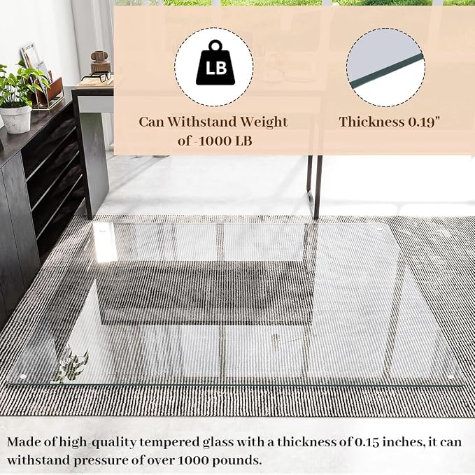 48" x 48" Glass Chair Mat, 1/5" Thick Office Chair Mat - Image 4