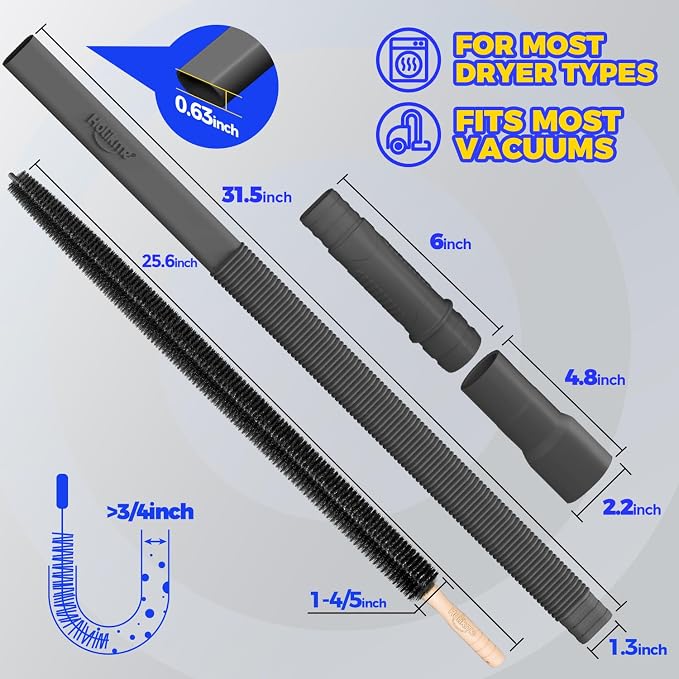 Holikme 2 Pieces Dryer Vent Cleaner Kit, Dryer Lint Vacuum Attachment and - Image 7