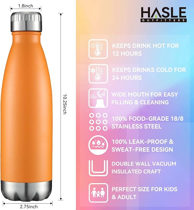 HASLE OUTFITTERS 17oz Stainless Steel Water Bottles Bulk, Vacuum Insulated - Image 5