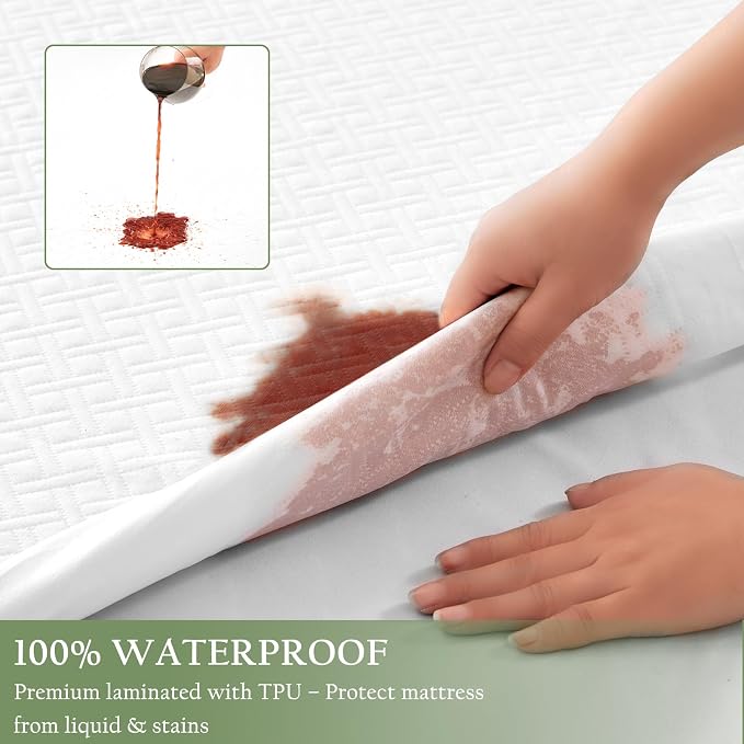 100% Waterproof California King Mattress Protector, Breathable Bamboo Rayon - Image 3