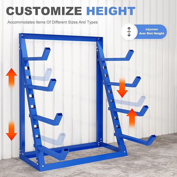 Steel Lumber & Pipe Storage Rack – Heavy Duty 4-Tier Horizontal Organizer Shelf - Image 4